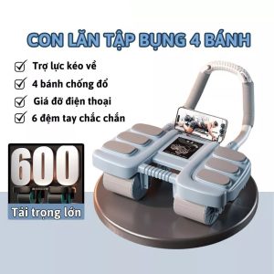 Con Lăn Tập Bụng Trợ Lực 4 Bánh 2024 Có 6 Thảm Tay – Dụng Cụ Tập Bụng Kết Hợp Plank Bản Mới Nhất